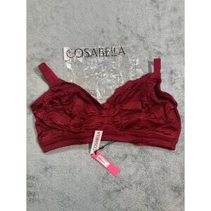 Cosabella Dolce Curvy Bralette XL Sindoor Red Lace Wireless Full Coverage